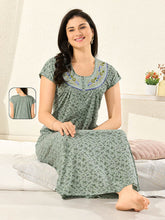 Women's Pure Cotton Hosiery Blended Printed Maxi Dress for Daily & Night Wear Floral Nighty